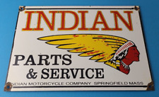 Vintage Indian Motorcycles Sign - Motor Bike Service Parts Gas Porcelain Sign picture