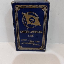 Vintage 1930βs Swedish American Ocean Line Playing Cards 52+3 Jokers Bridge Box picture