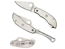 Spyderco ClipiTool Stainless Handle Serrated Blade Folding 2 Blade Knife 176PS picture