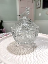Hofenbauer Byrdes Crystal Trinket Dish with Bird on Top Vintage Beautiful READ picture