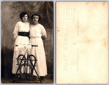 RPPC Two Women White Dresses Studio Photo Postcard picture