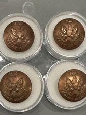 4 - TIFFANY (COPPER TOP)  INDIAN SERVICE BUTTONS ORIGINAL 3/4” COAT SIZE - NICE picture
