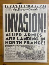 VINTAGE NEWSPAPER HEADLINE~WORLD WAR 2 NAZI FRANCE ARMY D-DAY INVASION WWII 1944 picture