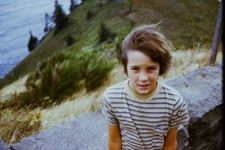 c1970's Kodachrome 35mm Slide, Young Boy Portrait, Coastal Cliffside ocean picture