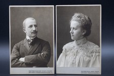 2pc Antique German Cabinet Cards Rare Offset Ghost Transfer Image Match Set picture