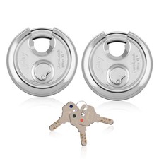 Godrej Duralock Ultra XL+ 70mm Round Padlock | SS304 Steel | 2 Pack | Silver picture
