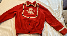 RARE FIND 1880'S HEAVEY RED WOOL BASEBALL BIB TOP OR FIREMAN BIB TOP-CA7 LOGO picture