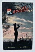 Reveille Remember Pearl Harbor Military Patriotic WWII Linen Postcard F2 picture