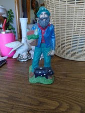 Vintage Hand-Painted Chalkware Farmer Figurine with Pig and Basket picture
