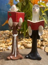 Vintage Mid Century Ceramic Monk Nun Choir Figurines Singing Japan MCM AS IS picture