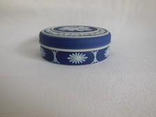 Antique c1900 Dark Blue Dip Wedgwood Jasperware Aurora & Daisy Box picture