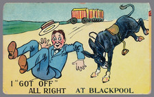 Vintage 1910s Blackpool Comic Postcard Donkey Humor Seaside England -1071 picture