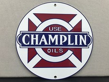 Champlin oil racing vintage gasoline advertising sign round picture