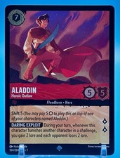 Disney Lorcana Aladdin Heroic Outlaw 104/204 Super Rare Foil First Chapter picture