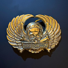 Vintage 1979 Harley-Davidson Winged Skull Belt Buckle, Baron Buckles picture