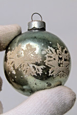 VTG pre WWII Glass Stencil Pictured CANDLE BALL Christmas Ornament Mark Bros picture