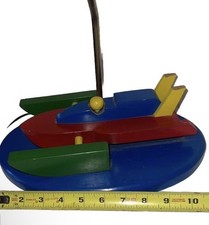 Cute Vintage Children's Colorful Bedroom Table Lamp Painted Wood Speedboat picture