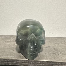Green Flourite Crystal Skull Carving 388 Grams 3.5” Halloween/Goth Decor picture