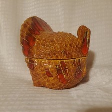 vintage Thanksgiving Turkey Ceramic Candy Dish picture