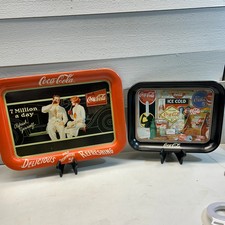 Vintage Coca-Cola Serving Tray Lot, 1926 & 1985 Reproduction Coke Trays picture