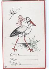 Postcard Baby Riding a Stork Birth Announcement  picture