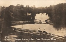 PUMPING STATION, DAM mahnomen mn c1910 postcard minnesota real photo rppc train picture