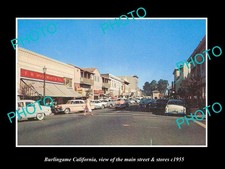 Burlingame California The Main Street & Stores 1955 Large Historic Old Photo picture
