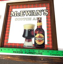 RARE Vintage McEwan’s Scotch Ale Bar Mirror Framed Scottish Beer Advertising 14” picture