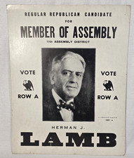 Vintage Political Poster NY Republican Herman J Lamb 11th Assembly District picture