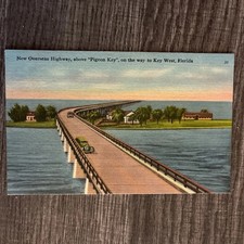 New Overseas Highway To Key West FL “Pigeon Key” Vintage Linen Postcard picture