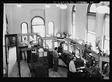 Greenbelt Maryland 1930s Post Office Interior Service Counter Customers picture