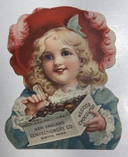 Necco’s Chocolate Candy Die Cut Trade Card 1890’s Great Graphics Boston picture