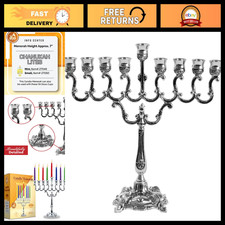 Silver Plated Menorah for Hanukkah - Fits Standard Candles, Curved Branches, 7.2 picture