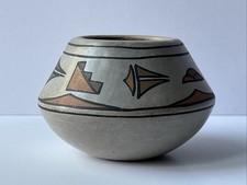Vintage small Blue Corn San Ildefonso Pueblo pottery gray pot vase 3