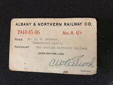 Vintage 1944-45-46 Albany & Northern Railway Company Entire Line Pass picture