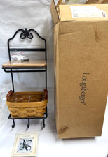 LONGABERGER WROUGHT IRON STACK RACK WITH SHELF AND BASKET - #71345 - NEVER USED picture