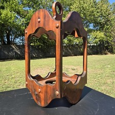 Vintage Mid Century MCM Wood Hanging Plant Stand Planter picture