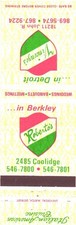 Vincenzo's Roberto's Detroit Berkley MI Italian Cuisine Vintage Matchbook 1970s picture
