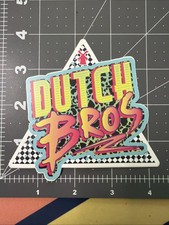 Vintage Rare Retro-style Neon Checkerboard Dutch Bros Sticker picture