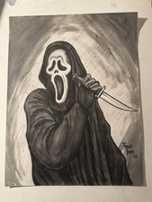 Scream Ghost face NEW Horror Original drawing By Frank Forte RARE picture