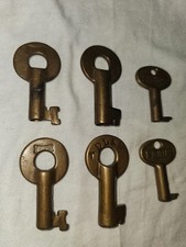 6 vintage solid brass keys picture