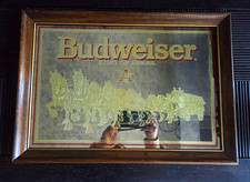 Budweiser King of Beers Clydesdales Framed Bar Mirror Breweriana picture
