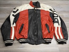 Vintage Paragon International USA Flag Genuine Leather Bomber Jacket Mens L picture