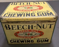 Vintage 1940's BEECH NUT Peppermint Chewing Gum Advertising UK Hinged Lid Tin picture