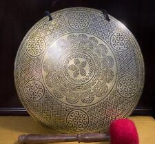SALE 13 inches Tibetan Gong with Special Carving from Nepal - Wind Gong picture