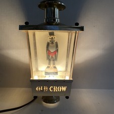 💥Vintage Old Crow Lighted Advertising Lantern Sign Distillery Theme Gold Works picture