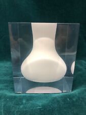 Jonathan Adler Clear Lucite Acrylic Cube White Bel Air Scoop Vase Home Decor picture