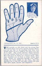 c1930s PALM READING / Fortune Teller Exhibit Co. ARCADE CARD