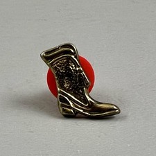 Vintage Cowboy Western Boot Pin Gold Tone Country Lapel Ranch picture