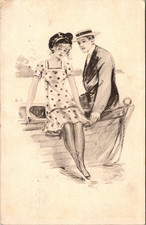 Lovely Young Lovers Sketch 1912 Victorian Romance Postcard TPR13 picture